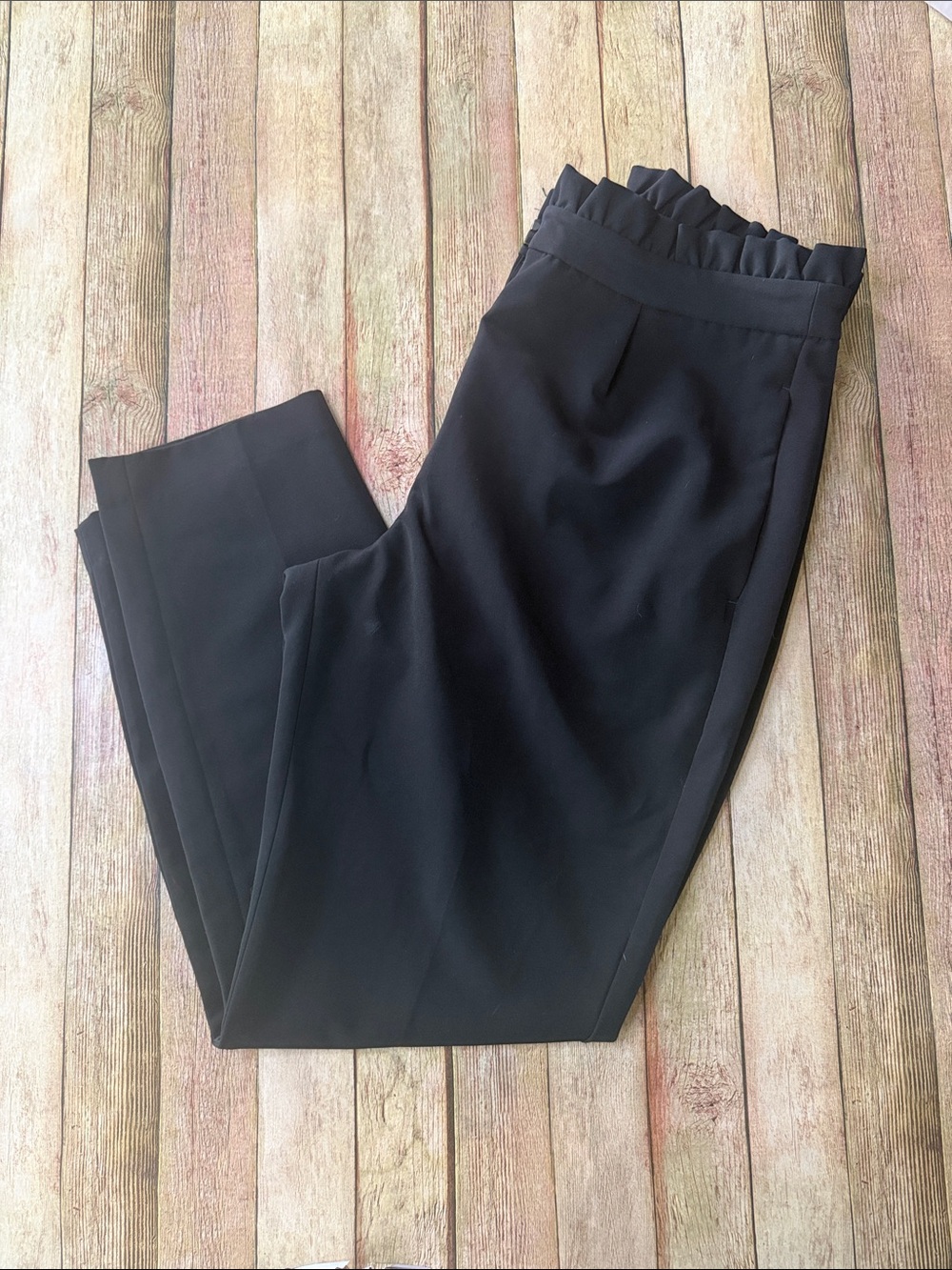 Express Black Ruffle Waist Straight Pants